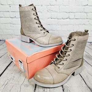 CIRCUS by SAM EDELMAN | Gatson lace-up partial leather upper slit detail boots